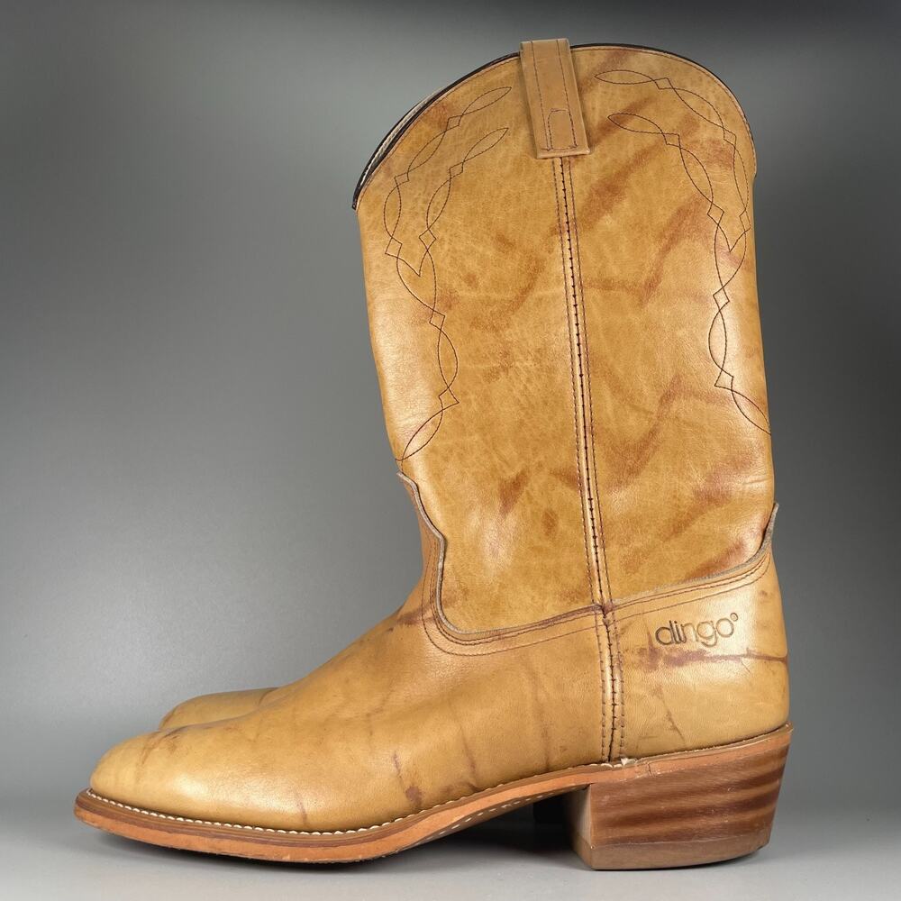 Acme Dingo Men's Size 11.5 D Brown Leather Pull on Western Cowboy Boots USA EUC